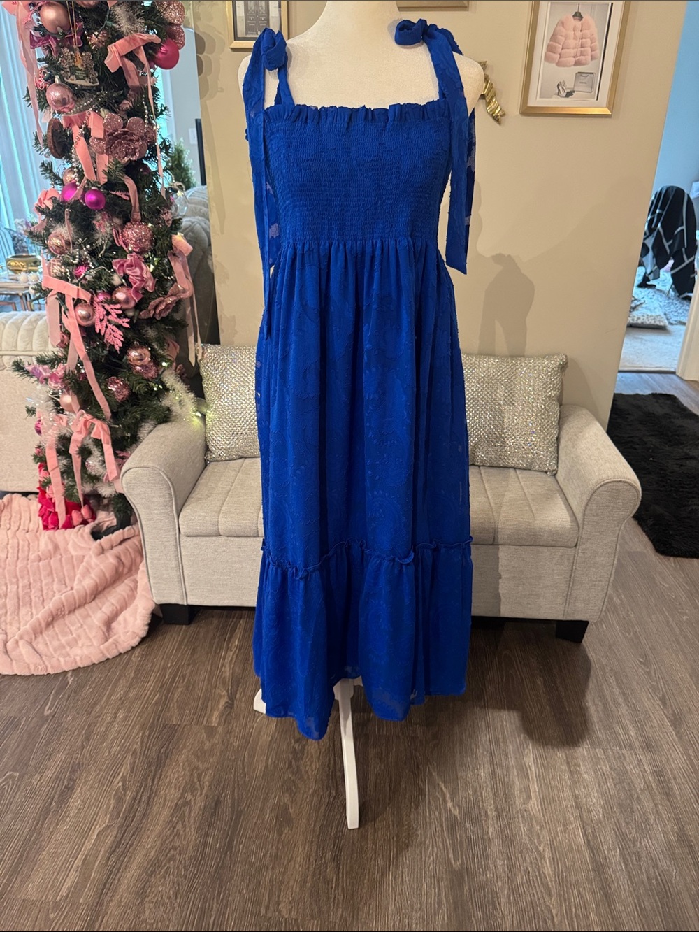 Lilly Pulitzer Cobalt Blue Tie-Shoulder Maxi Dress